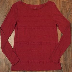 Express Red Lace Long-Sleeve Top